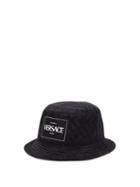Matchesfashion.com Versace - Logo-patch Greco-jacquard Canvas Bucket Hat - Mens - Black
