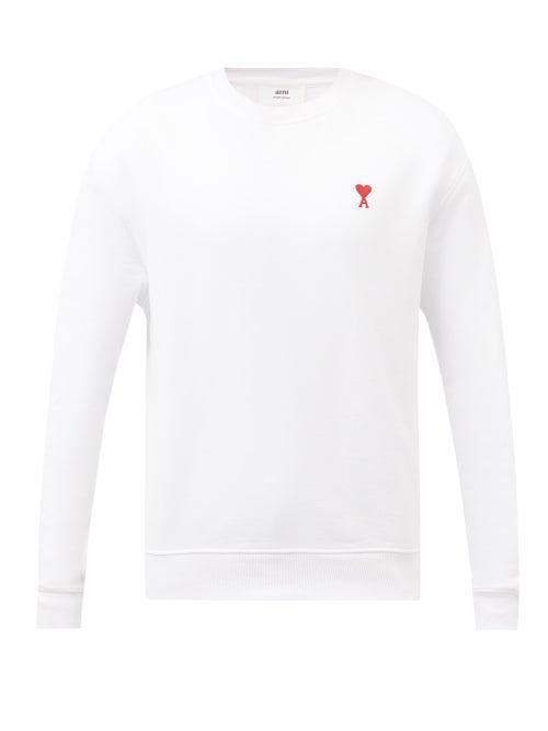 Ami - Ami De Caur-logo Cotton-jersey Sweatshirt - Mens - White