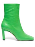 Matchesfashion.com Wandler - Isa Square Toe Leather Ankle Boots - Womens - Green