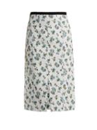 Matchesfashion.com Erdem - Vero Floral Jacquard Midi Skirt - Womens - Blue Print