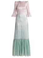 Matchesfashion.com The Vampire's Wife - Festival Neapolitan Silk Blend Dress - Womens - Blue Multi
