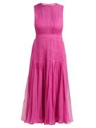 Matchesfashion.com No. 21 - Pleated Silk Chiffon Midi Dress - Womens - Pink
