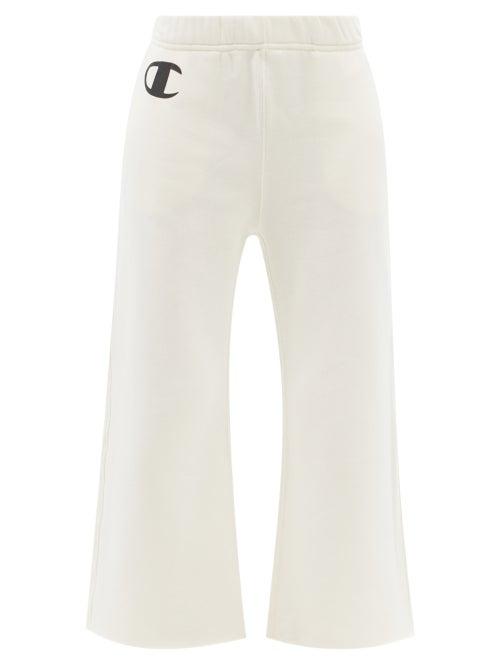 Nili Lotan X Champion - Logo-print Cotton-jersey Wide-leg Track Pants - Womens - White
