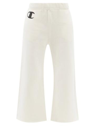 Nili Lotan X Champion - Logo-print Cotton-jersey Wide-leg Track Pants - Womens - White