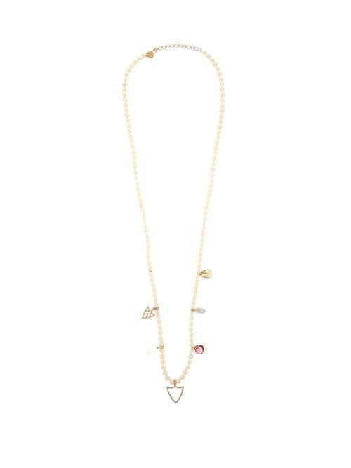 Matchesfashion.com Jade Jagger - Diamond, Pearl & 18kt Gold Charm Necklace - Womens - Pearl