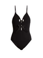 On The Island Lace-up V-neck Swimsuit