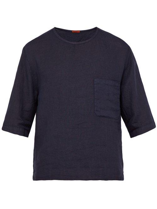 Matchesfashion.com Barena Venezia - Linen Crew Neck T Shirt - Mens - Navy