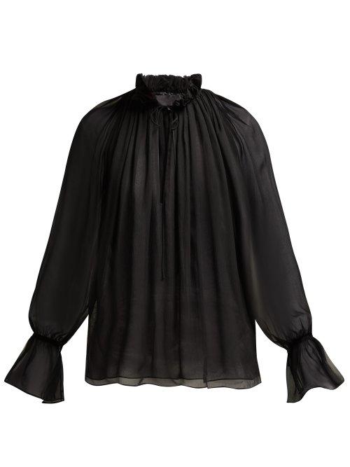 Matchesfashion.com Nili Lotan - Arizona Silk Chiffon Blouse - Womens - Black