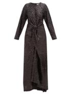 Matchesfashion.com Preen By Thornton Bregazzi - Loena Sequinned-jersey And Silk-satin Maxi Dress - Womens - Black