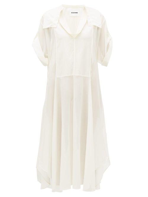 Matchesfashion.com Jil Sander - Lowe Cotton Blend Voile Shirtdress - Womens - Ivory