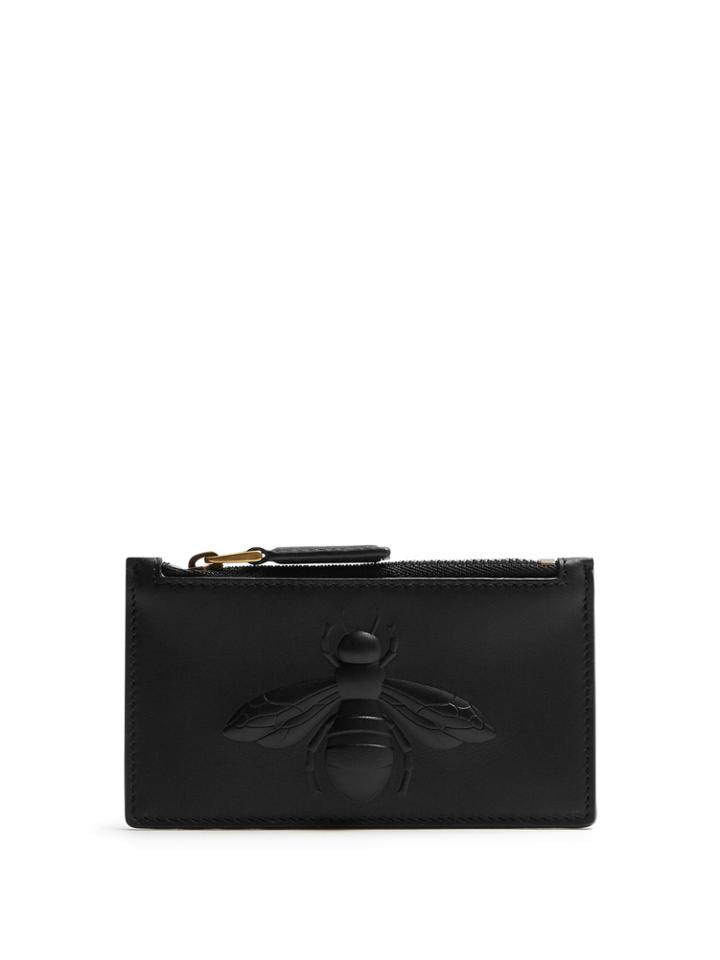 Gucci Bee-embossed Leather Cardholder