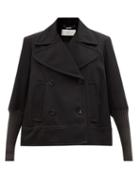 Chlo - Ribbed-cuff Wool Double-breasted Jacket - Womens - Black