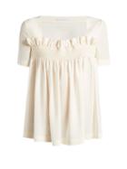 Matchesfashion.com Stella Mccartney - Smocked Silk Crepe De Chine Top - Womens - Ivory