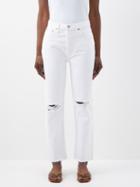 Re/done - 70s Stove Pipe Distressed Straight-leg Jeans - Womens - White