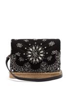 Matchesfashion.com Saint Laurent - Loulou Bandana Print Espadrille Shoulder Bag - Womens - Black White