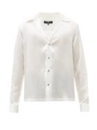 Matchesfashion.com Edward Crutchley - Cuban-collar Silk-satin Shirt - Mens - White