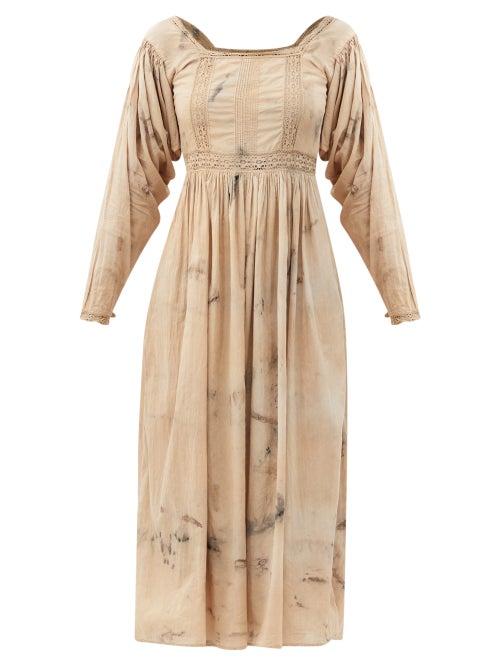 Matchesfashion.com Mimi Prober - Catherine Botanical-dyed Cotton Midi Dress - Womens - White Multi