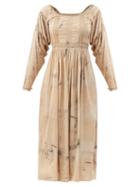 Matchesfashion.com Mimi Prober - Catherine Botanical-dyed Cotton Midi Dress - Womens - White Multi