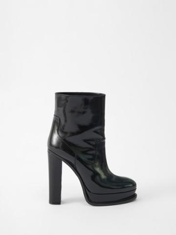 Alexander Mcqueen - 120 Platform Leather Ankle Boots - Womens - Black