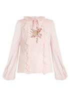 Giambattista Valli Embroidered Silk-georgette Blouse