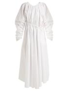 Matchesfashion.com Jil Sander - Gathered Asymmetric Cotton Dress - Womens - White