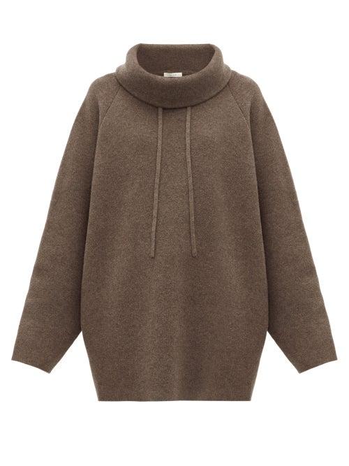 Matchesfashion.com The Row - Carnia Funnel Neck Wool Blend Sweater - Womens - Light Brown