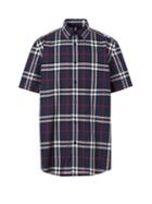 Mens Rtw Burberry - Caxton Short-sleeve Check Twill Shirt - Mens - Navy