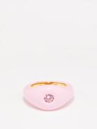 Jupiter - Band Zirconia, Enamel & 18kt Gold-plated Ring - Womens - Pink