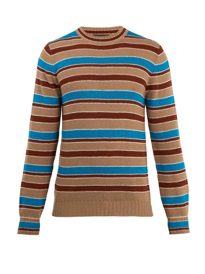 Prada Stripe Wool And Cashmere-knit Sweater
