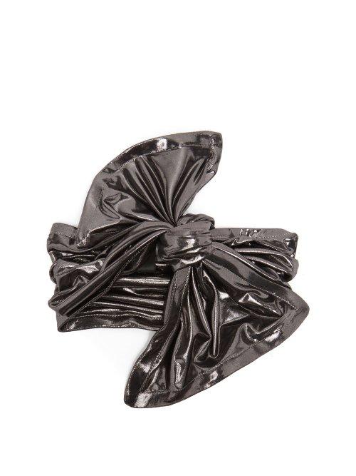 Matchesfashion.com Norma Kamali - Twist Lam Turban Headband - Womens - Dark Grey