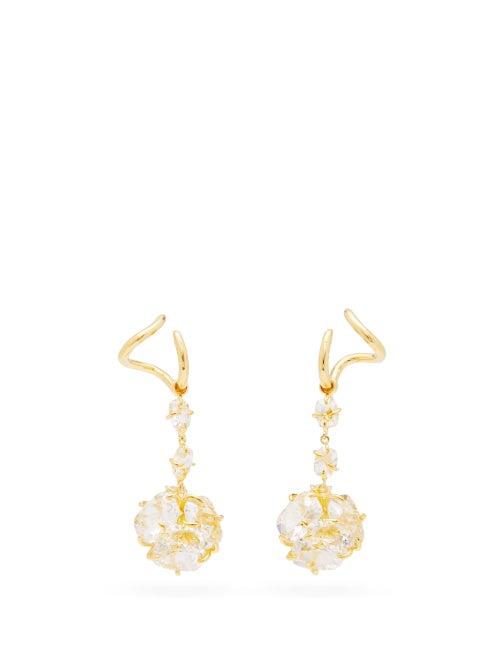 Matchesfashion.com Ryan Storer - Crystal-cluster & 14kt Gold-plated Drop Earrings - Womens - Crystal