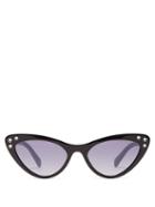 Matchesfashion.com Miu Miu - Crystal Embellished Acetate Cat Eye Sunglasses - Womens - Black Blue