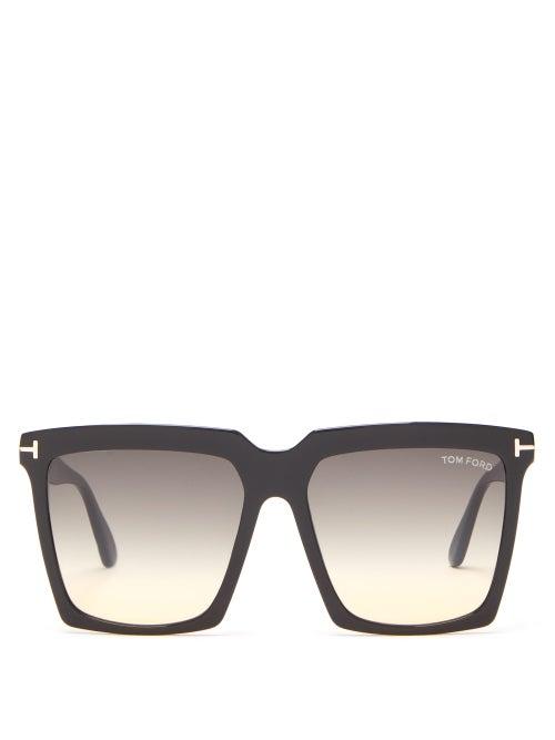 Matchesfashion.com Tom Ford Eyewear - Sabrina Square Acetate Sunglasses - Womens - Black