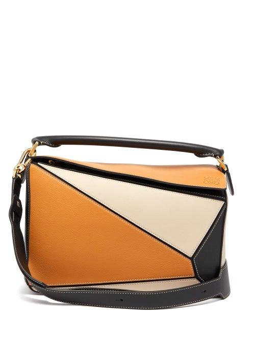 Matchesfashion.com Loewe - Puzzle Medium Grained Leather Shoulder Bag - Womens - Tan White