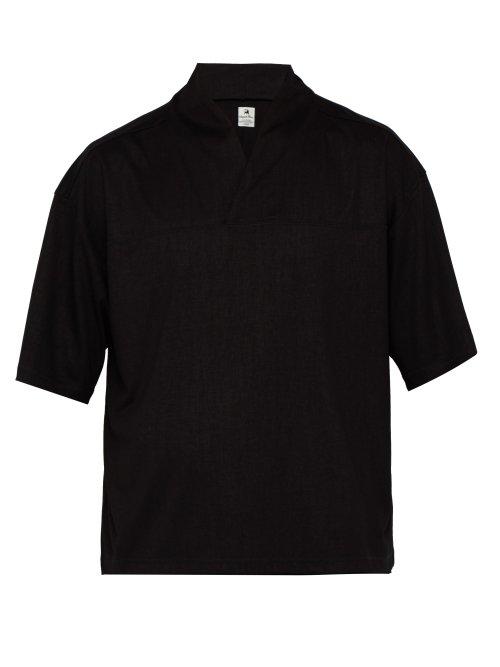 Matchesfashion.com Sasquatchfabrix - Big Wa Neck Shawl Collar Jersey T Shirt - Mens - Black