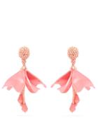 Matchesfashion.com Oscar De La Renta - Mini Impatiens Clip On Earrings - Womens - Pink