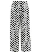 Matchesfashion.com Norma Kamali - Polka Dot Print Side Striped Jersey Trousers - Womens - White Black