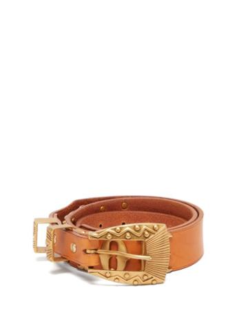 Matchesfashion.com Holiday Boileau - Newton Logo Plaque Leather Belt - Womens - Tan
