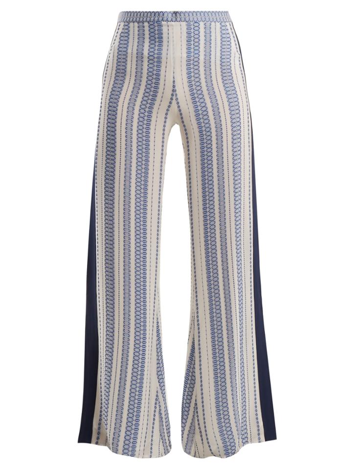 Zeus + Dione Alcyone Geometric-jacquard Silk-blend Trousers