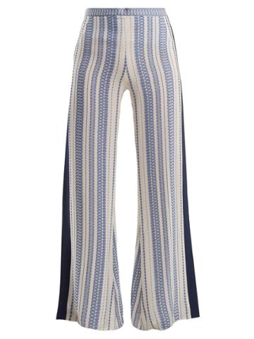 Zeus + Dione Alcyone Geometric-jacquard Silk-blend Trousers