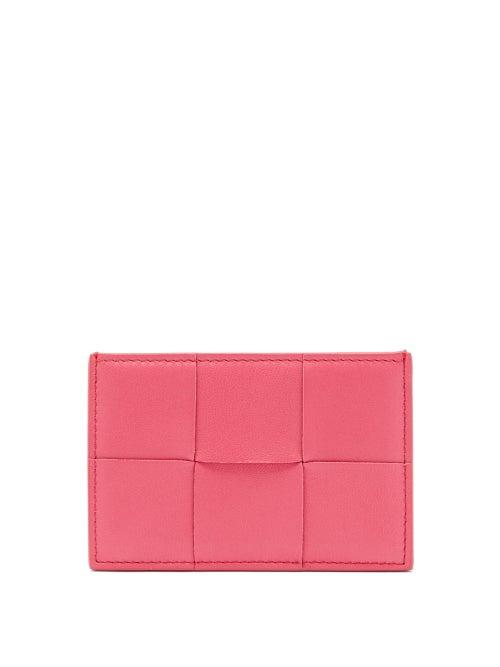Bottega Veneta - Cassette Intrecciato-leather Cardholder - Womens - Pink