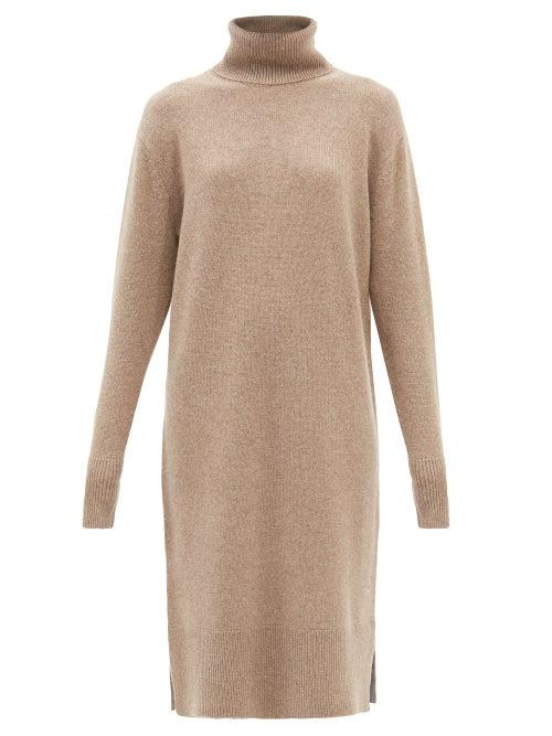 Joseph - Roll-neck Cashmere Sweater Dress - Womens - Mid Brown