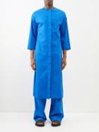 Albus Lumen - Collarless Cotton-poplin Tunic - Mens - Blue