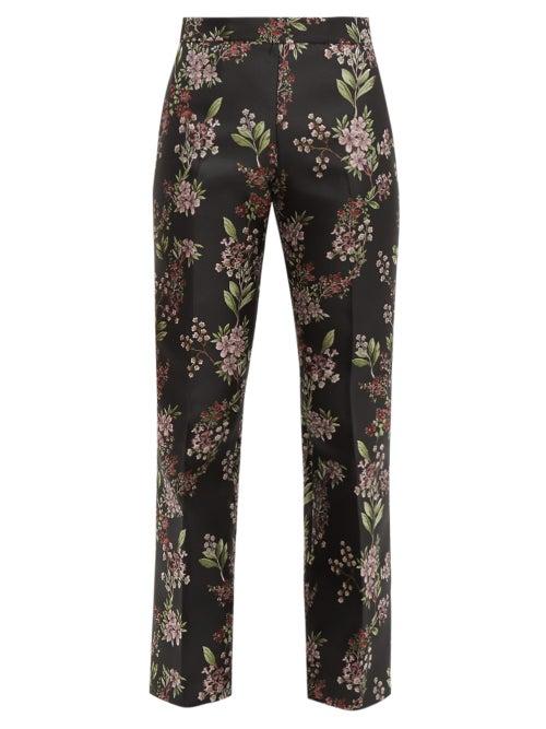Matchesfashion.com Giambattista Valli - Floral Jacquard Trousers - Womens - Black Multi