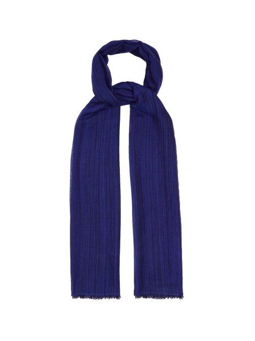 Matchesfashion.com Denis Colomb - Berber Striped Cashmere And Silk Blend Scarf - Mens - Blue