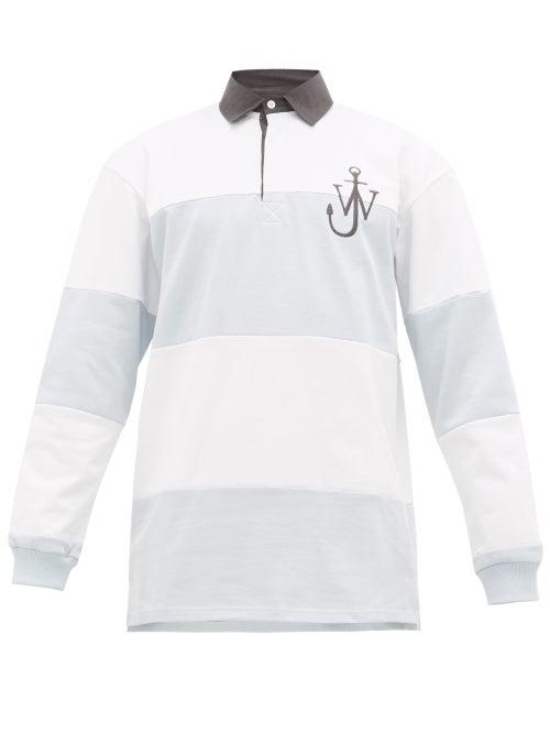 Matchesfashion.com Jw Anderson - Logo-embroidered Cotton Rugby Shirt - Mens - Blue White