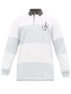Matchesfashion.com Jw Anderson - Logo-embroidered Cotton Rugby Shirt - Mens - Blue White