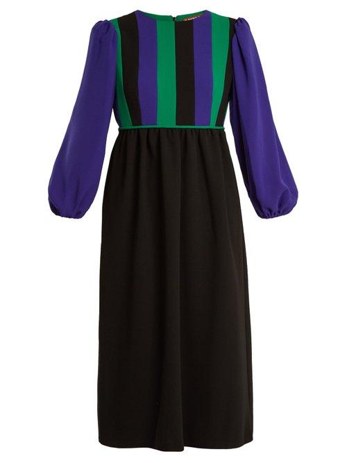 Matchesfashion.com Duro Olowu - Balloon Sleeve Silk Blend Crepe Dress - Womens - Black Multi