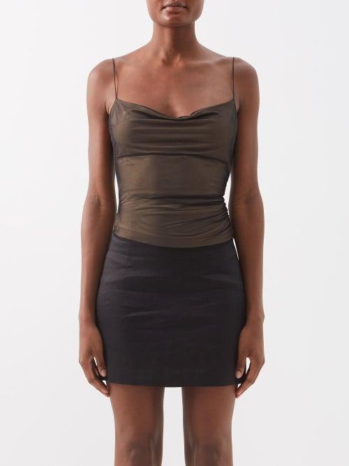 Gauge81 - Lilburn Mesh-layered Satin Cami Top - Womens - Black