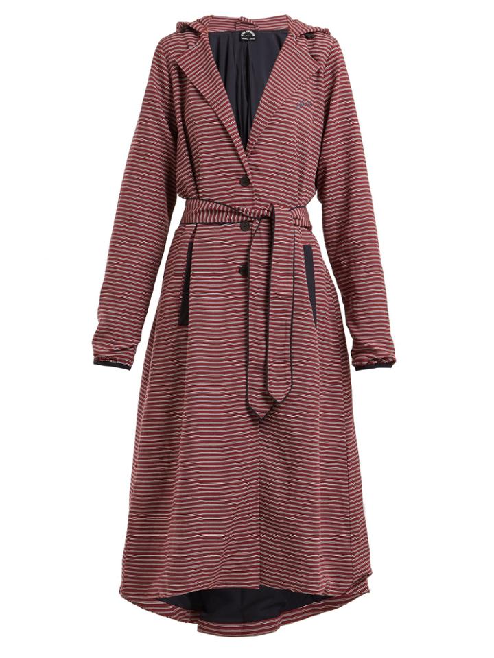 The Upside Striped Hooded Tie-waist Linen-blend Jacket